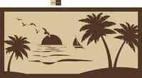Faulkner 53001 Beach And Palm Trees Beige RV Patio Mat - 9' X 18' Image 1