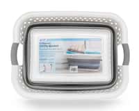 Collapsible Laundry Basket - Large, White/Gray Image 1