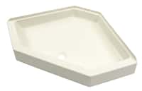 Neo Angle Shower Pan with Center Drain ans 5" Apron; 34" x 34" (Parchment) Image 1