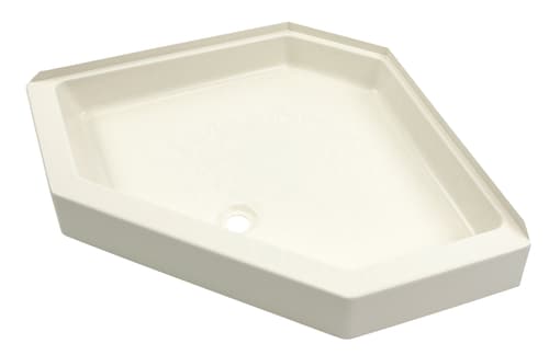 Neo Angle Shower Pan with Center Drain ans 5" Apron; 34" x 34" (Parchment) Image 1