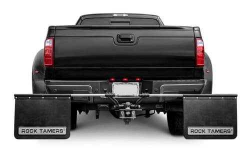 ROCK TAMERS (00110) 2.5" Hub Mud Flap System with Matte Black Stainless-Steel Trim Plates Image 1