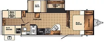 33' 2014 Forest River Solaire Ultra Lite 292QBSK w/Slide - Bunk House Floorplan