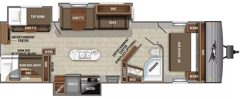37' 2021 Jayco Jay Flight 33RBTS w/3 Slides - Bunk House Floorplan