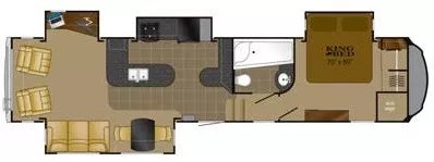 39' 2014 Heartland Bighorn 3670RL w/4 Slides & Generator Floorplan