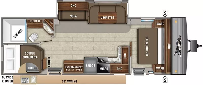 33' 2021 Jayco Jay Flight 28BHS w/Slide - Bunk House Floorplan