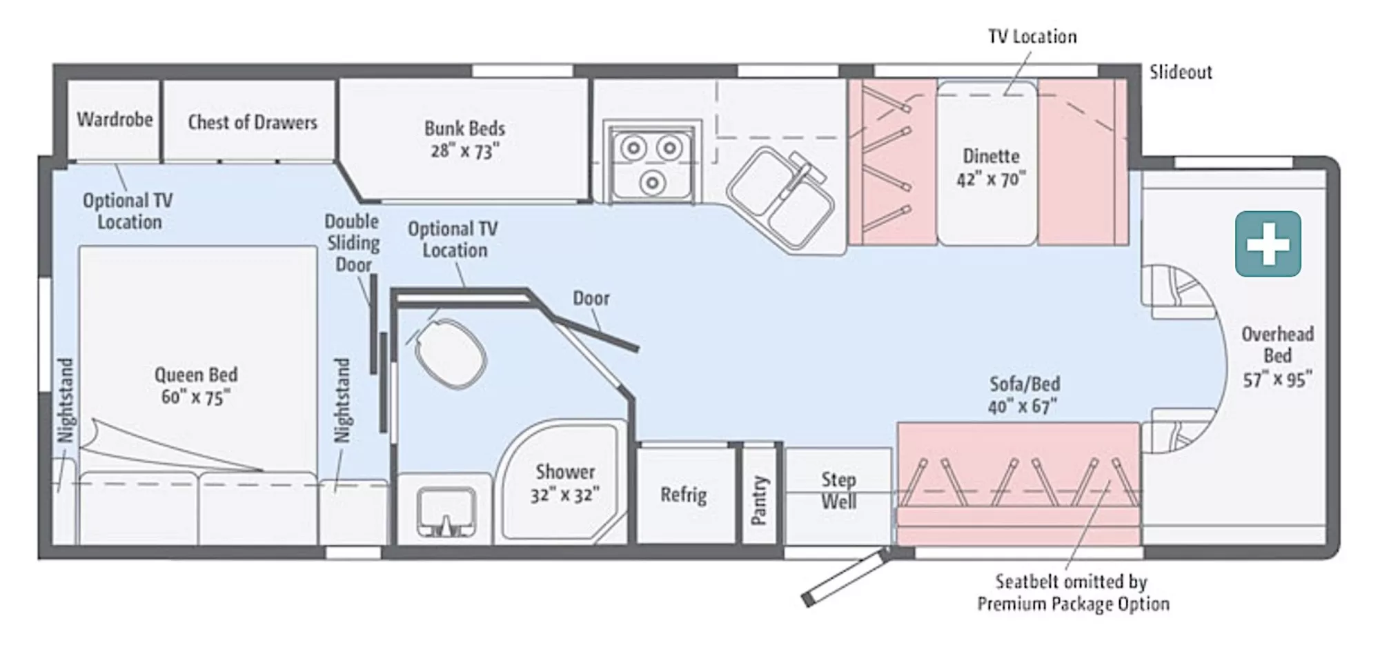 32' 2017 Winnebago Minni Winnie 31G w/Slide - Bunk House Floorplan
