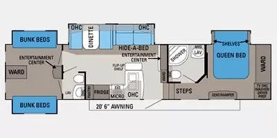 40' 2011 Jayco Eagle 365BHS w/4 Slides - Bunk House Floorplan
