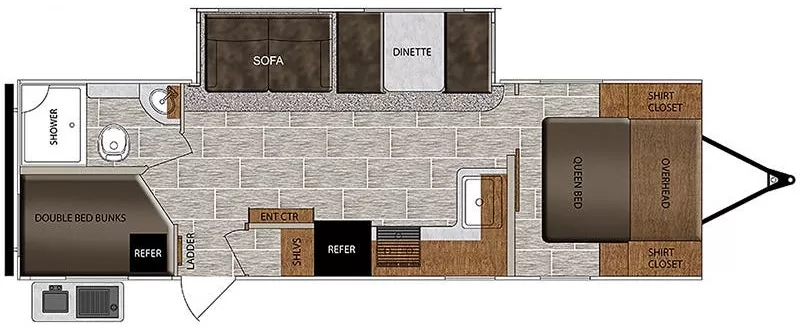32' 2019 Forest River Tracer 274BH w/Slide - Bunk House Floorplan
