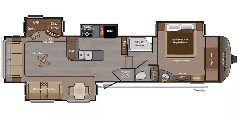 39' 2015 Keystone Montana 3402RL w/4 Slides Floorplan