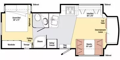 31' 2012 Winnebago Aspect 30C w/3 Slides Floorplan