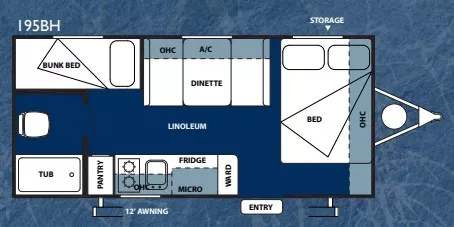 22' 2013 Forest River Salem Cruise Lite 195BH - Bunk House Floorplan