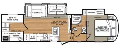 35' 2016 Forest River Wildcat 312BHX w/2 Slides - Bunk House Floorplan