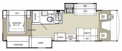 34' 2013 Forest River Coachmen Mirada 34BH - Bunk House Floorplan