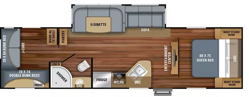 33' 2019 Jayco Jay Feather 29QB w/Slide - Bunk House Floorplan
