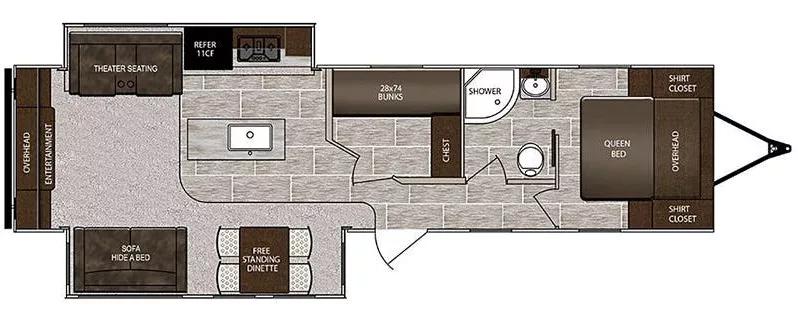 38' 2020 Forest River Primetime Lacrosse 3370MB w/2 Slides - Bunk House Floorplan
