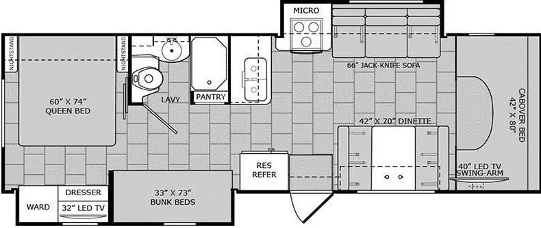 32' 2017 Holiday Rambler Vesta 30D w/2 Slides - Bunk House Floorplan