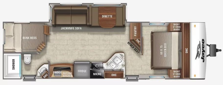 33' 2021 Jayco Jay Feather 27BHB w/Slide - Bunk House Floorplan