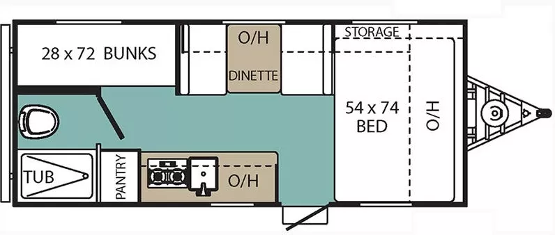 21' 2018 Forest River Clipper 17BH - Bunk House Floorplan