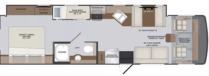 36' 2021 Holiday Rambler Admiral 34J w/Slide - Bunk House Floorplan