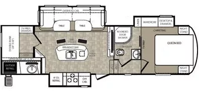 33' 2014 Forest River Wildcat Extra Lite 303BHX w/3 Slides - Bunk House Floorplan