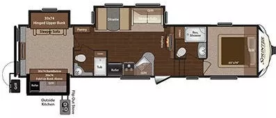 39' 2014 Keystone Sprinter 343FWBHS w/3 Slides - Bunk House Floorplan