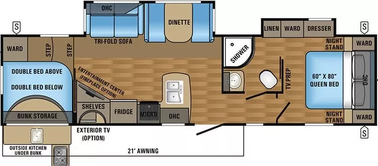 37' 2017 Jayco Eagle Ht 295DBOK w/2 Slides - Bunk House Floorplan