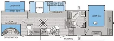 39' 2015 Jayco Eagle 345BHTS w/3 Slides - Bunk House Floorplan