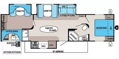 37' 2014 Jayco Jay Flight 33BHTS w/3 Slides - Bunk House Floorplan