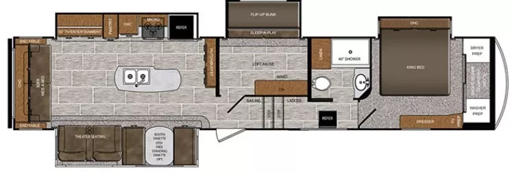42' 2020 Forest River Wildcat 384MB w/4 Slides - Bunk House Floorplan
