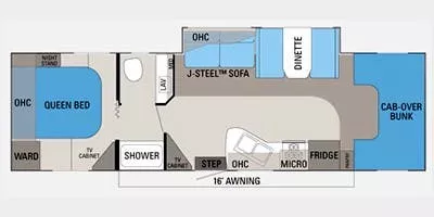 32' 2012 Jayco Greyhawk 31FK w/Slide Floorplan