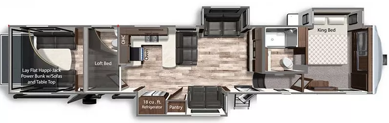 46' 2022 Dutchmen Voltage 4225 w/3 Slides & Generator  - Toy Hauler - Bunk House Floorplan