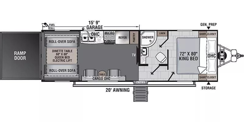 32' 2021 Forest River Work And Play 27KB w/Generator  - Toy Hauler Floorplan