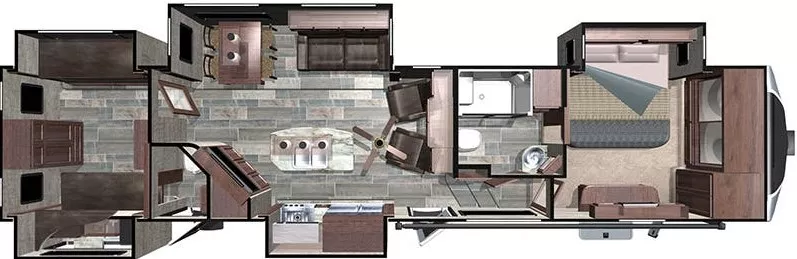 41' 2018 Highland RV Open Range 3x 427BHS w/3 Slides & Generator  - Bunk House Floorplan