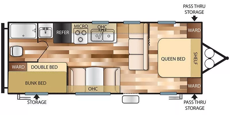 29' 2017 Forest River Wildwood X-Lite 261BHXL - Bunk House Floorplan