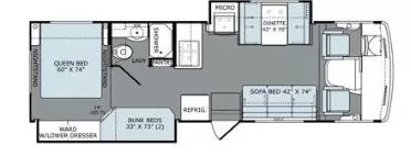 31' 2016 Holiday Rambler Admiral 32H w/2 Slides - Bunk House Floorplan