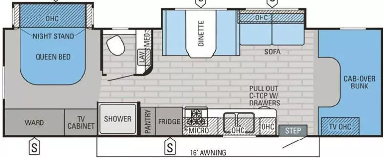 32' 2016 Jayco Greyhawk 29MV w/2 Slides - Bunk House Floorplan