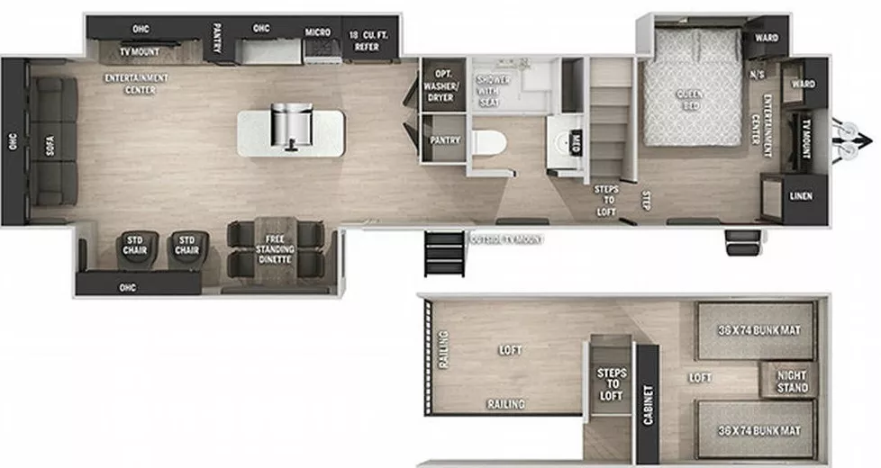 43' 2021 Forest River Cherokee Black Label Destination 39DLBL w/3 Slides - Bunk House Floorplan