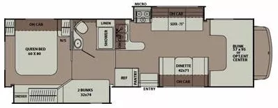 33' 2015 Forest River Coachmen Leprechaun 320BH w/2 Slides - Bunk House Floorplan