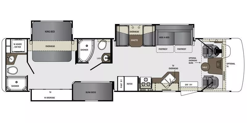 37' 2015 Forest River Georgetown 364TS w/3 Slides - Bunk House Floorplan