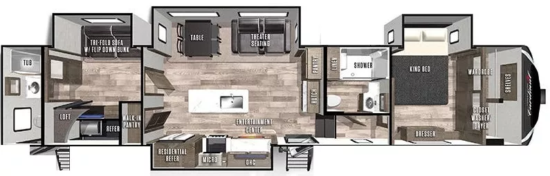 43' 2022 Forest River Cardinal Limited 383BHLE w/4 Slides - Bunk House Floorplan