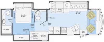 36' 2015 Winnebago Vista 35B w/3 Slides - Bunk House Floorplan
