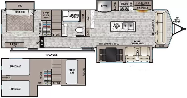 41' 2022 Forest River Cedar Creek Cottage 40CDL w/3 Slides - Bunk House Floorplan