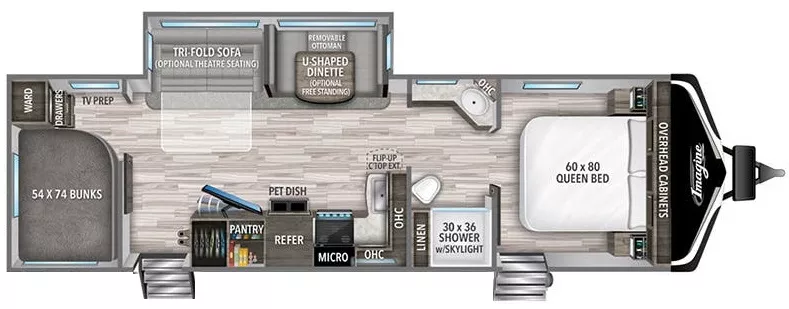 33' 2021 Grand Design Imagine 2910BH w/Slide - Bunk House Floorplan