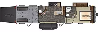 39' 2014 Keystone Fuzion 371 w/3 Slides & Generator  - Toy Hauler - Bunk House Floorplan