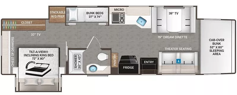 40' 2022 Thor Inception 38BX w/2 Slides - Bunk House Floorplan