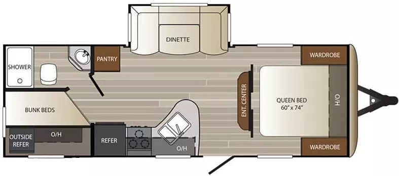 28' 2017 Keystone Outback Ultra Lite 255UBH w/Slide - Bunk House Floorplan