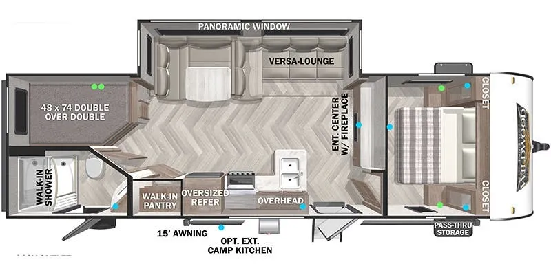 31' 2022 Forest River Wildwood X-Lite 263BHXL w/Slide - Bunk House Floorplan