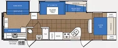 35' 2014 Forest River Primetime Lacrosse 318BHS w/2 Slides - Bunk House Floorplan
