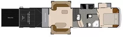 41' 2014 Heartland Road Warrior 390 w/4 Slides & Generator  - Toy Hauler - Bunk House Floorplan