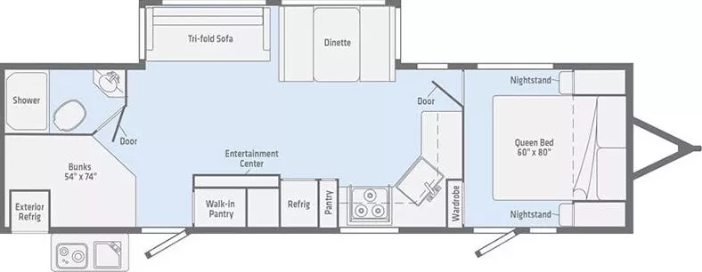 34' 2021 Winnebago Voyage 3033BH w/Slide - Bunk House Floorplan